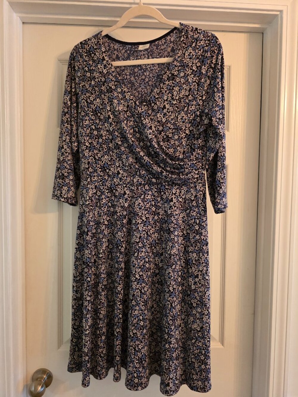 Kaileigh Floral Fit & Flare Dress XL Navy 3/4 Sleeve Stitch Fix